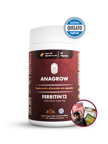 Vitamina de Combate à Queda de Cabelo Ferritin12 60 Cápsulas + 5 E-books
