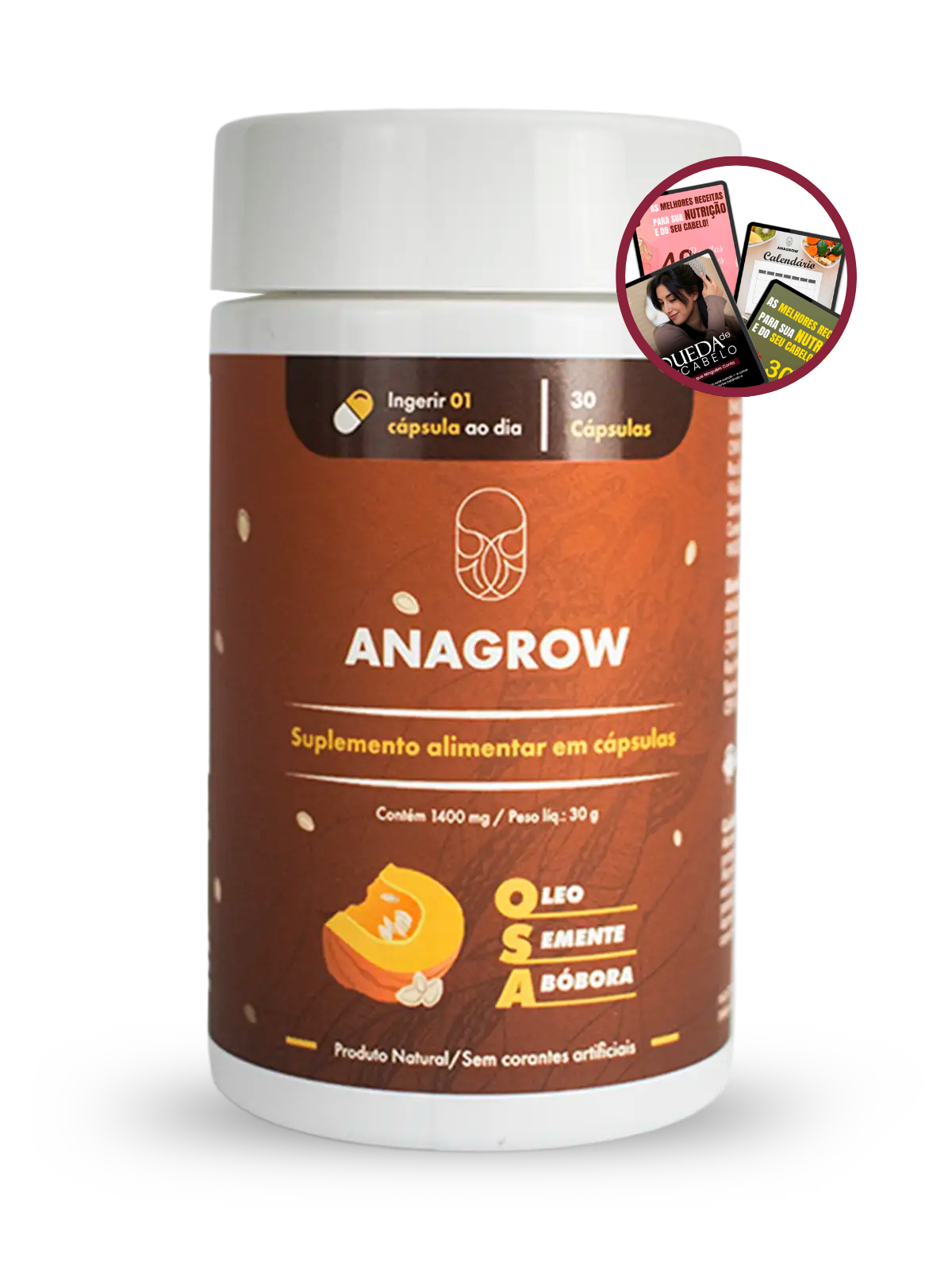 Vitamina Para Fortalecimento dos Cabelos OSA 30 Cápsulas + 5 E-books