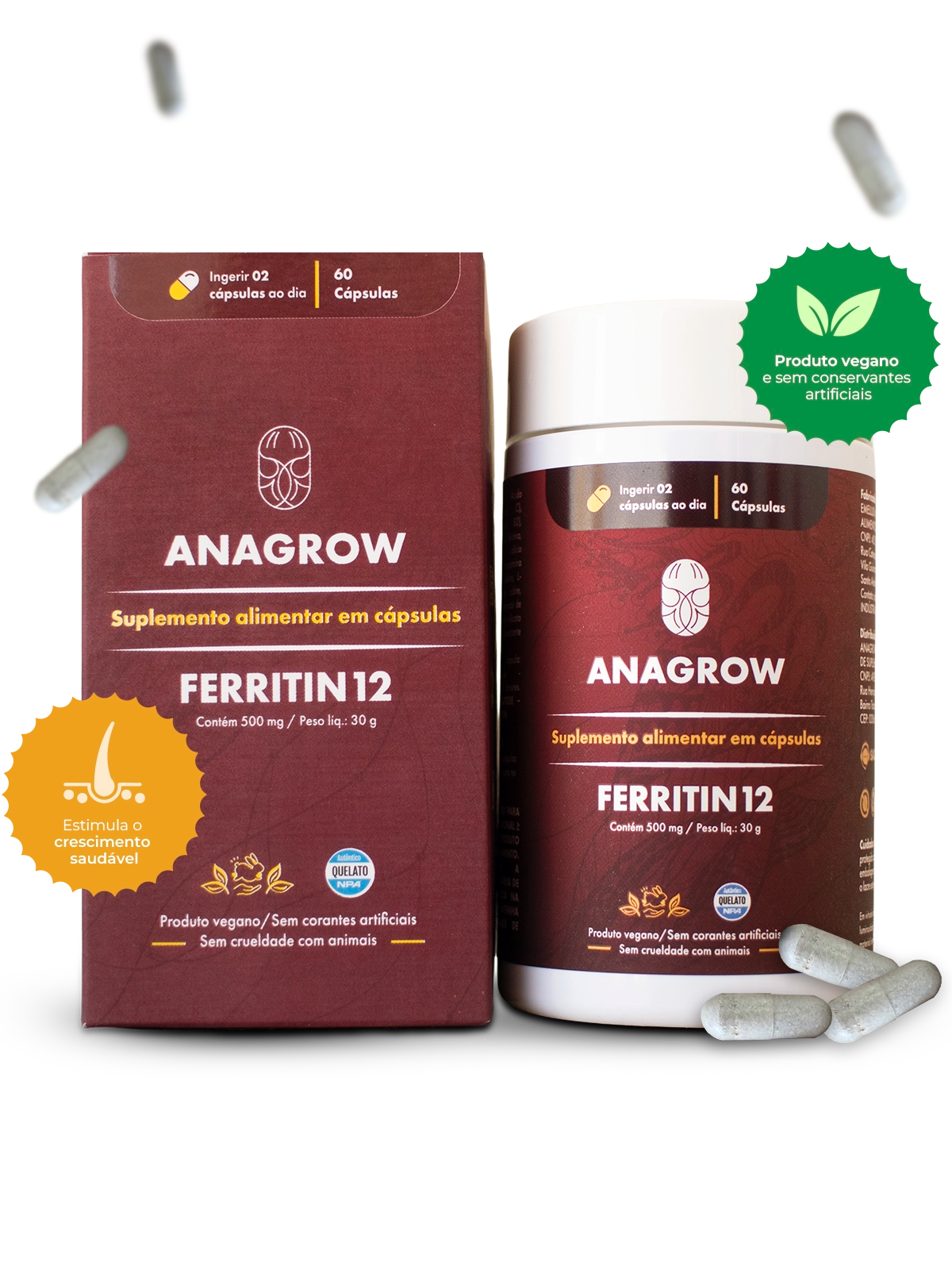 Vitamina de Combate à Queda de Cabelo Ferritin12 - 60 Cápsulas