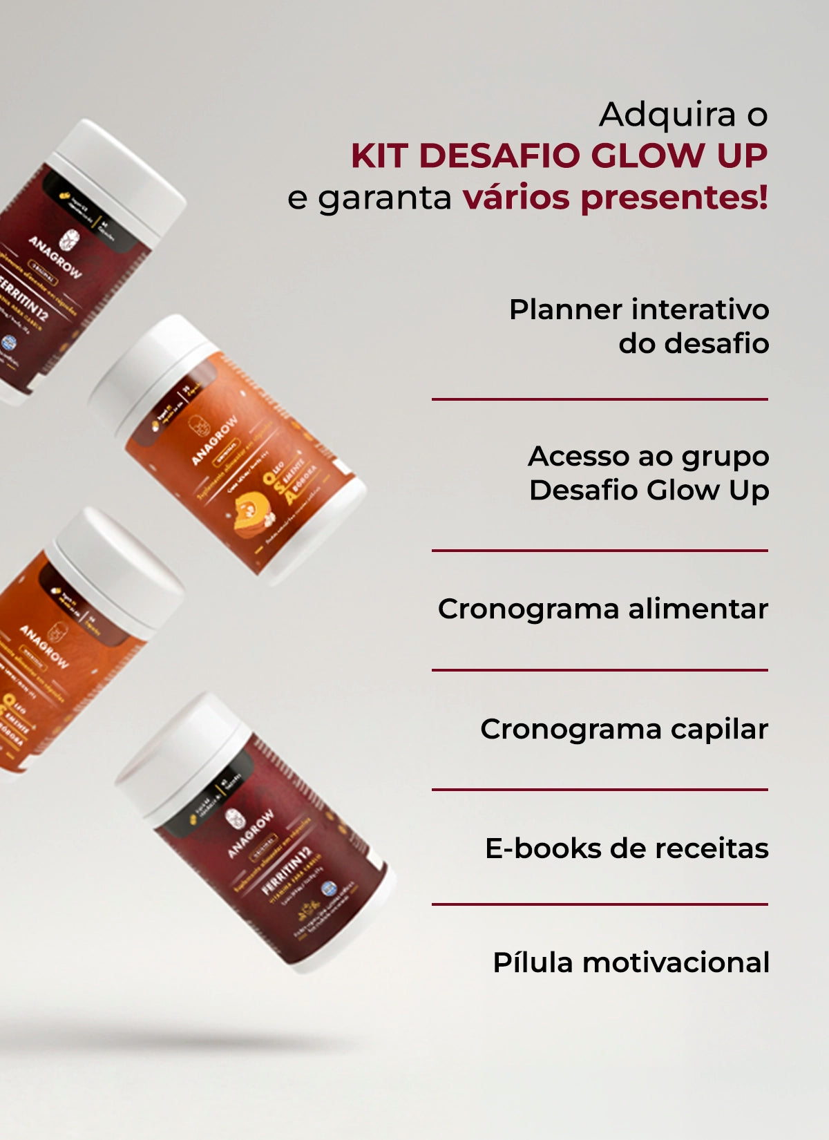 Kit Protocolo Glow Up Combate à Queda e Fortalecedor | 3 Ferritin12 + 3 OSA