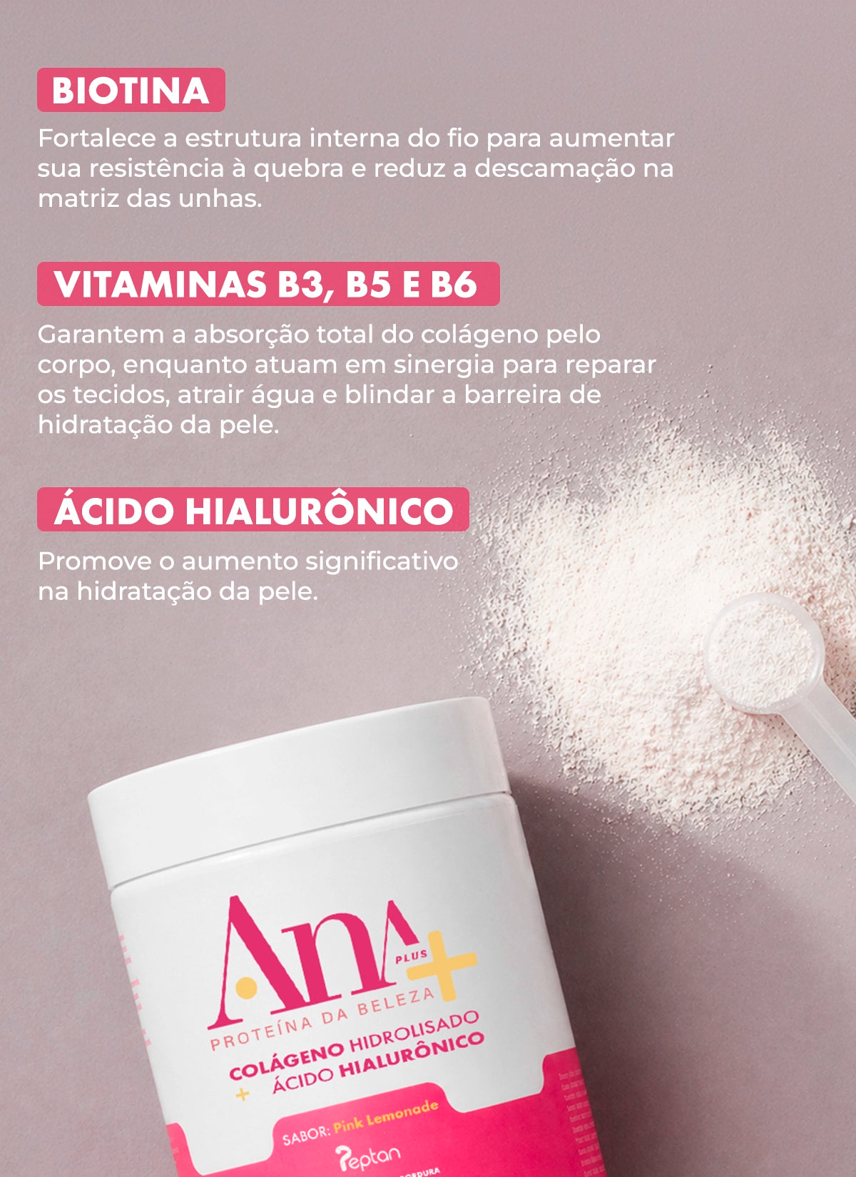 Colágeno Hidrolisado Proteína da Beleza Ana Plus - 300g — foto 4