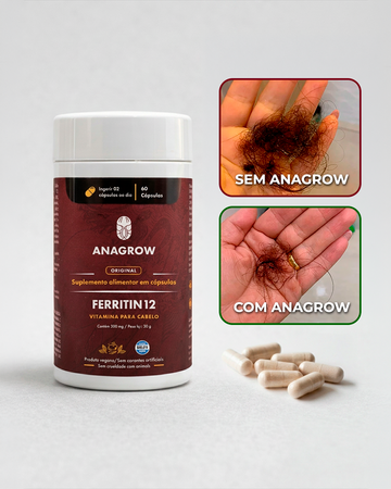 [06/06] Vitamina de Combate à Queda de Cabelo Ferritin12 60 Cápsulas + 5 E-books