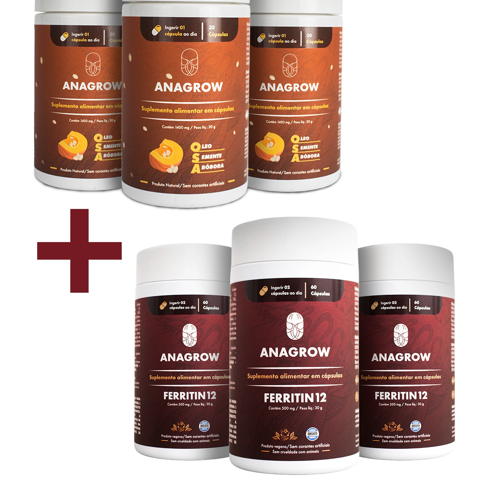 Kit Desafio Glow Up Combate à Queda e Fortalecedor | 3 Ferritin12 + 3 OSA