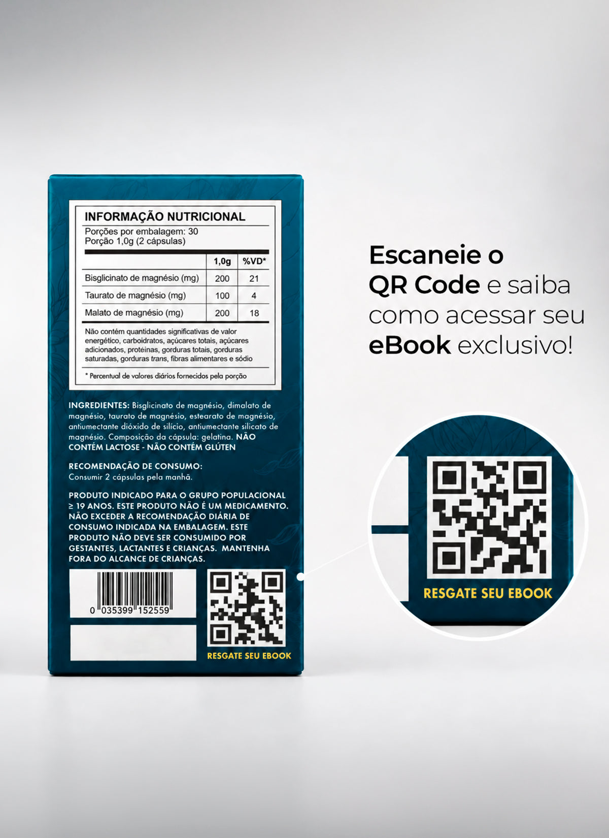 Vitamina Trio Magnésio 60 Cápsulas + E-books