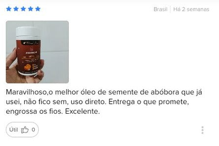 Avaliação de cliente: o melhor óleo de semente de abóbora que já usei, engrossa os fios