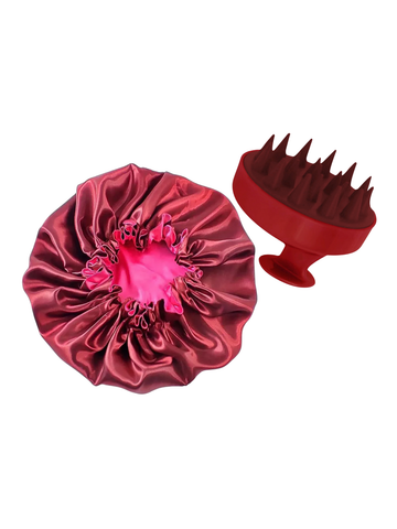 Presente em Dobro - Escova Massageadora + Touca de Cetim