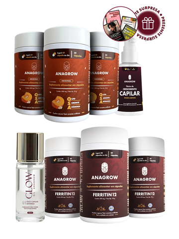 Kit Cuidado de Mãe | 3 Ferritin12 + 3 OSA + 1 Tônico + Glow Oil de presente + E-books